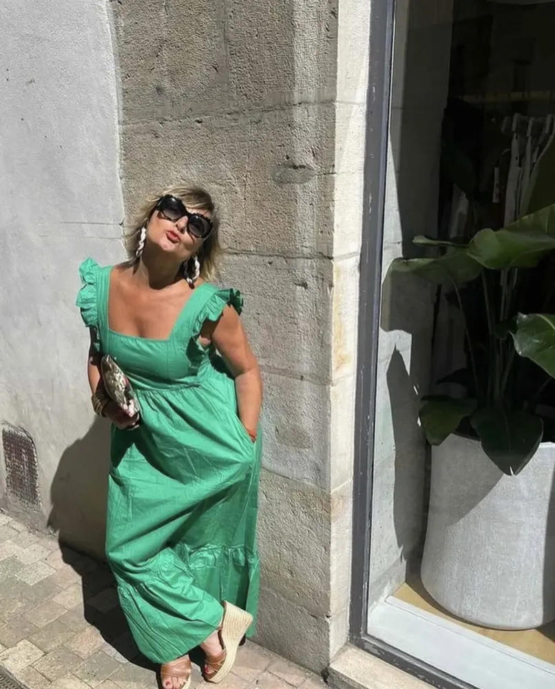 Robe verte avec poche